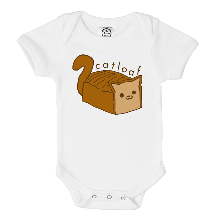 cat loaf bread funny blep lazy kitten organic cotton baby onesie toddler shirt