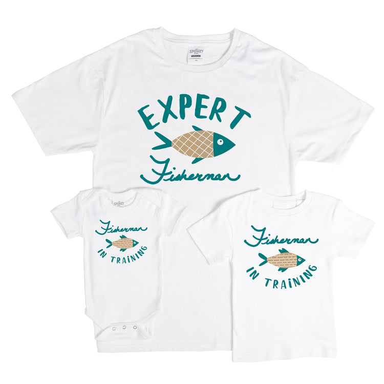 fishing fisherman daddy and me trip father son daughter matching shirt set baby toddler kid