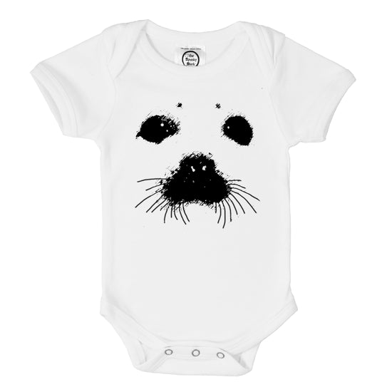 harp seal face organic cotton baby bodysuit toddler shirt