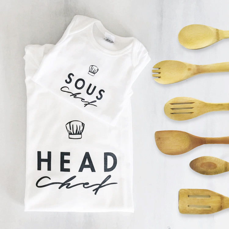 head souf chef taste tester daddy mommy & me matching baby onesie toddler youth ladies mens adult shirt set