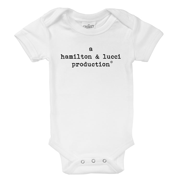 joint production parents names organic cotton customized newborn baby onesie shower gift or pregnancy birth reveal outfit