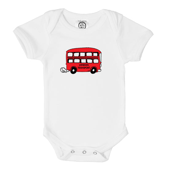 double decker london transport red bus organic cotton baby onesie toddler shirt