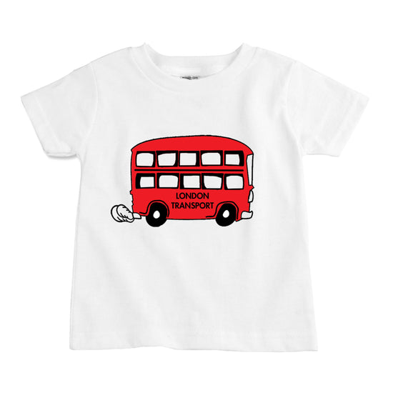 double decker london transport red bus organic cotton baby onesie toddler shirt