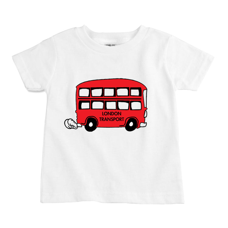 double decker london transport red bus organic cotton baby onesie toddler shirt