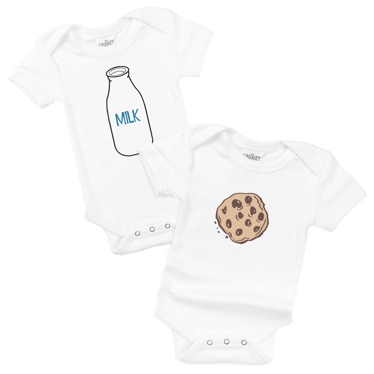 Milk & Cookies Organic Cotton Baby Onesie Toddler Shirt Twin Siblings Set