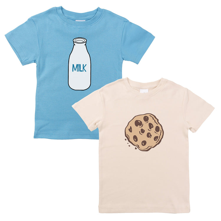 Milk & Cookies Organic Cotton Baby Onesie Toddler Shirt Twin Siblings Set