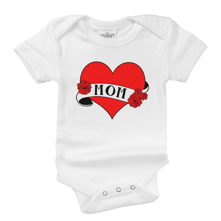 mom heart tattoo organic cotton baby onesie toddler shirt