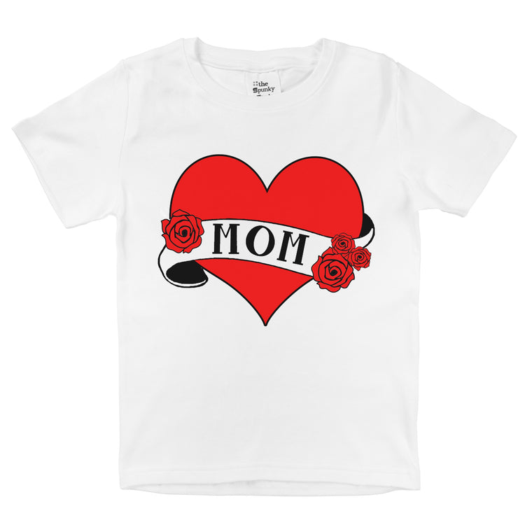mom heart tattoo organic cotton baby onesie toddler shirt