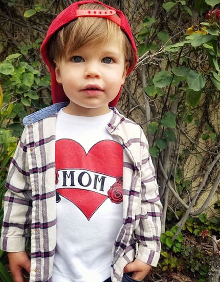 mom heart tattoo organic cotton baby onesie toddler shirt