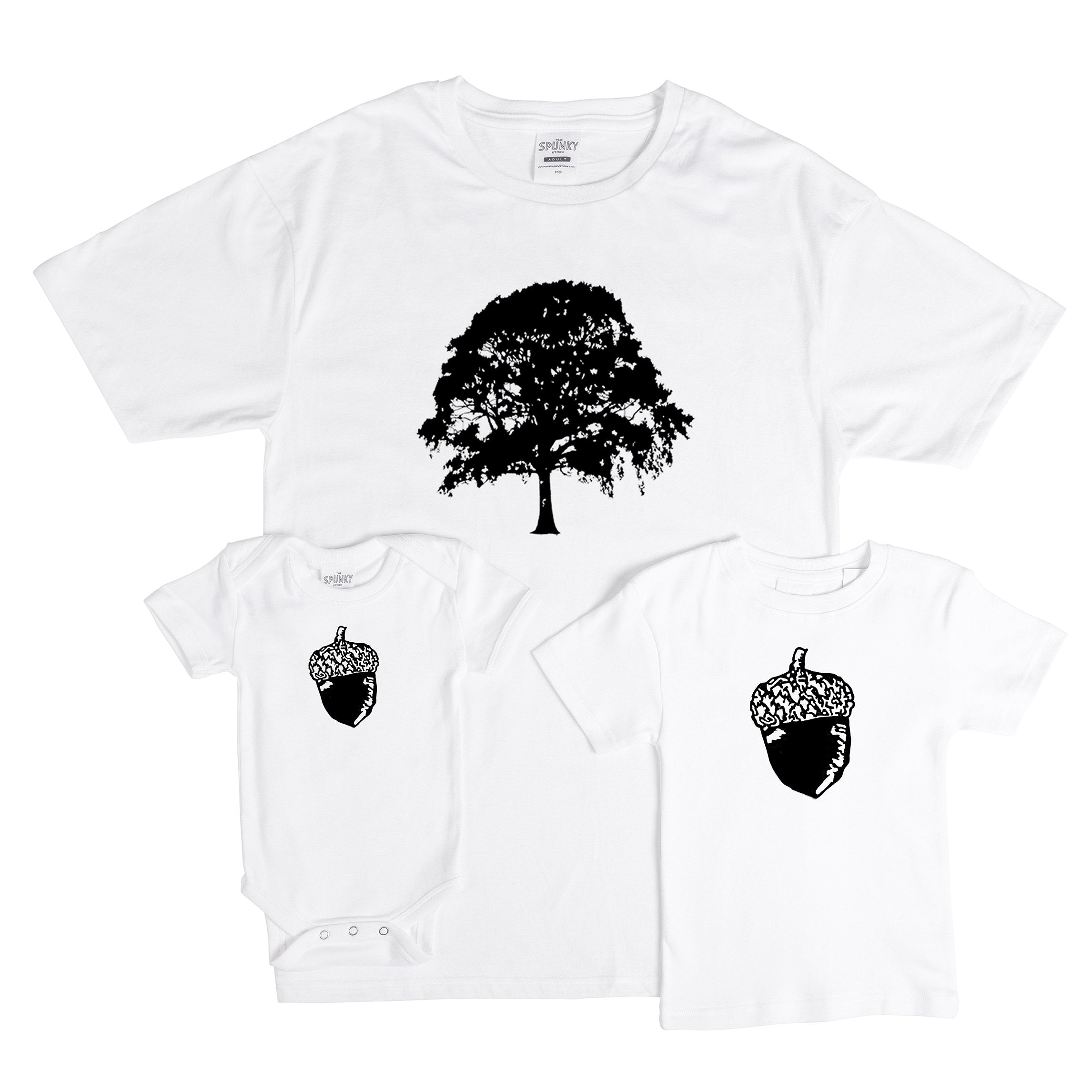 The Spunky Stork - Oak Tree Acorn Father Son Daughter Matching Shirts