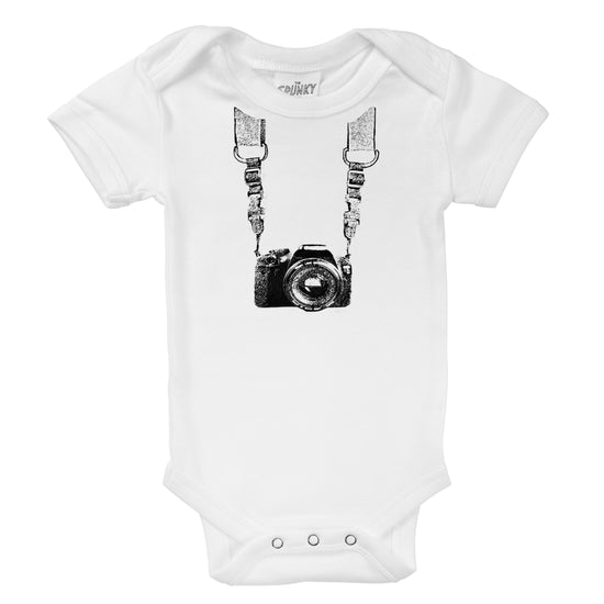 photographer camera with straps organic cotton baby onesie toddler shirt