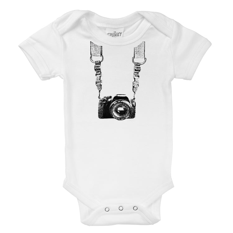 photographer camera with straps organic cotton baby onesie toddler shirt