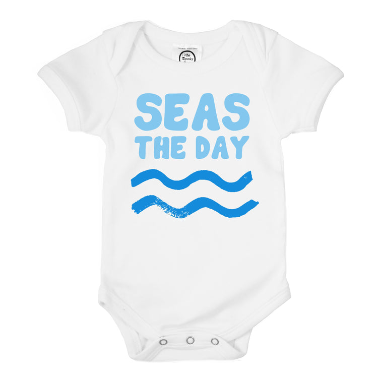 seas seize the day beach day bum organic cotton ocean waves baby onesie toddler shirt