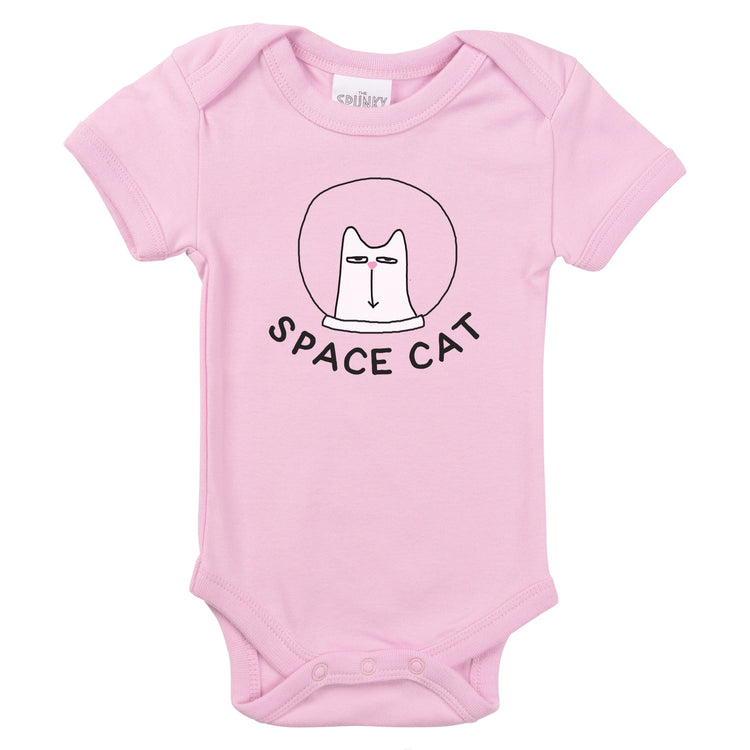 outer space cat astronaut funny organic cotton baby onesie toddler graphic tee shirt