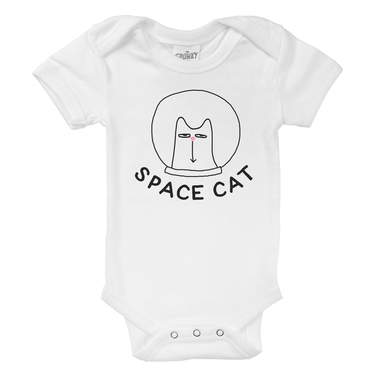 outer space cat astronaut funny organic cotton baby onesie toddler graphic tee shirt