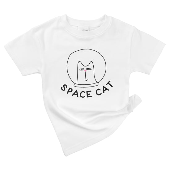 outer space cat astronaut funny organic cotton baby onesie toddler graphic tee shirt