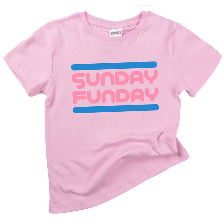 pink and blue sunday funday retro style organic cotton baby onesie toddler shirt