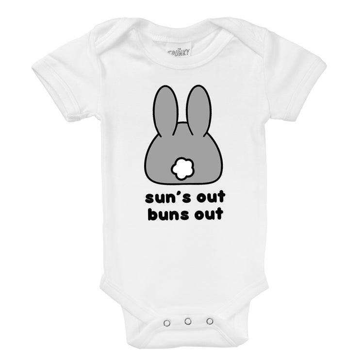 suns out buns out spring summer easter bunny baby boys toddler girls kids organic graphic rabbit tee shirt