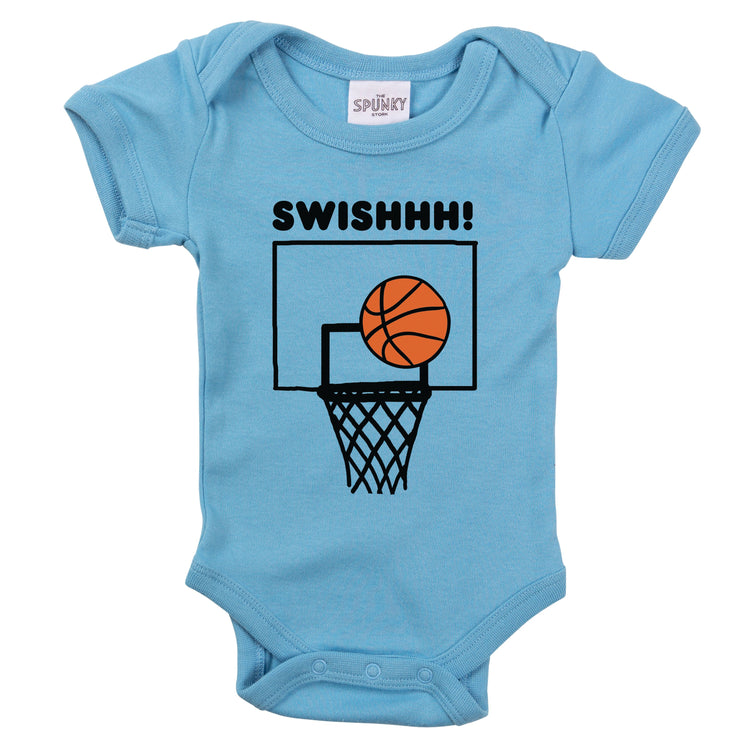 swoosh swish little basketball hoop player organic cotton baby ball net onesie toddler graphic tee shirt