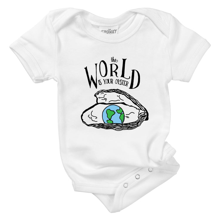 the world is your oyster world map globe pearl organic cotton baby onesie toddler shirt