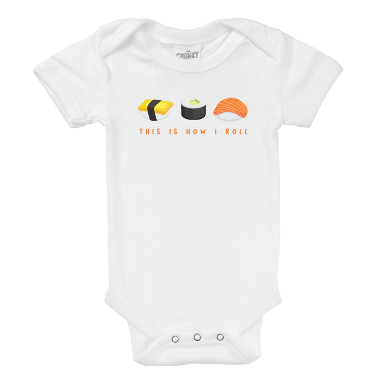 this is how i roll sushi nigiri organic cotton funny baby onesie toddler shirt