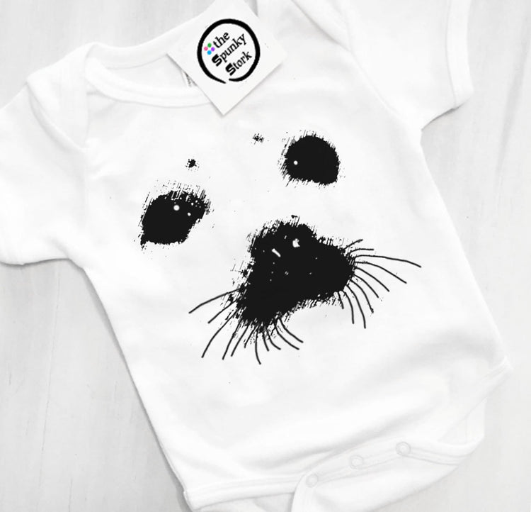harp seal face organic cotton baby bodysuit toddler shirt