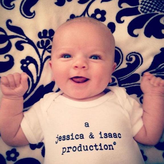 joint production parents names organic cotton customized newborn baby onesie shower gift or pregnancy birth reveal outfit