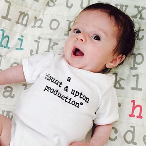 joint production parents names organic cotton customized newborn baby onesie shower gift or pregnancy birth reveal outfit
