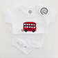 double decker london transport red bus organic cotton baby onesie toddler shirt