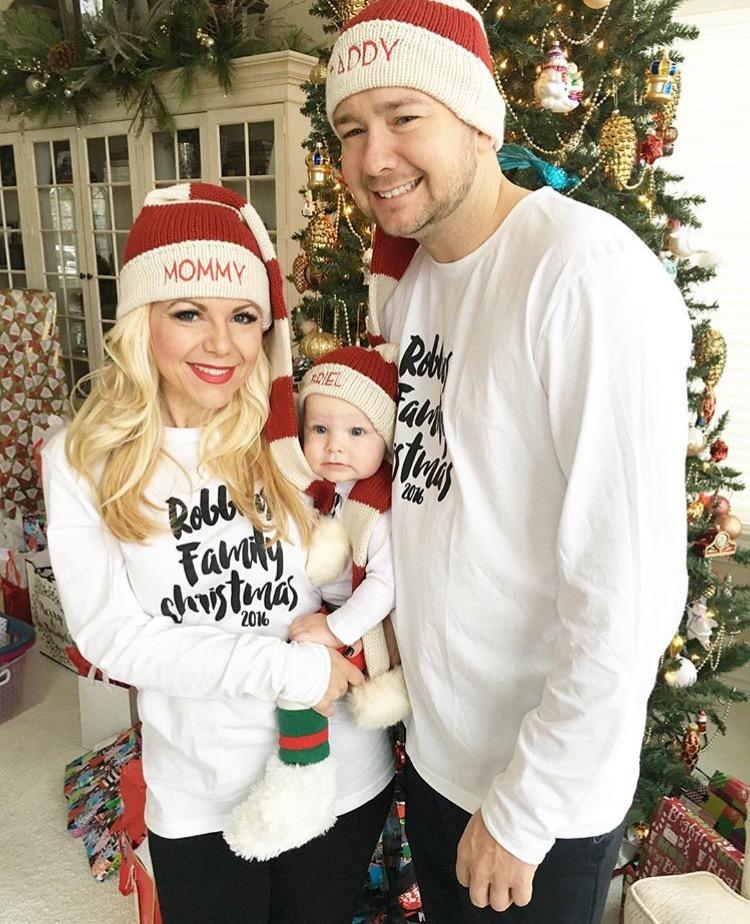 matching personalized custom family name and year christmas holiday tee shirts for baby kid and adults
