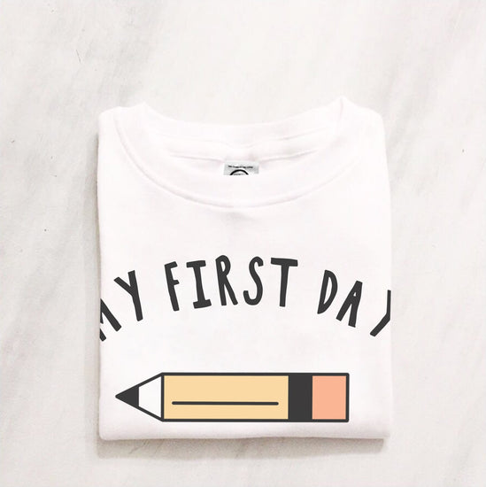 my first day of school shirt for kids boys girls unisex yellow no 2 pencil organic cotton toddler tee