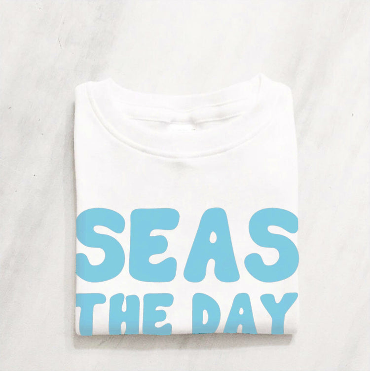 seas seize the day beach day bum organic cotton ocean waves baby onesie toddler shirt