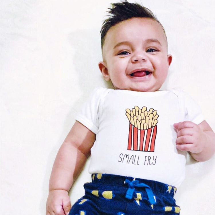 small fry red pink and blue organic cotton french fries baby onesie toddler shirt