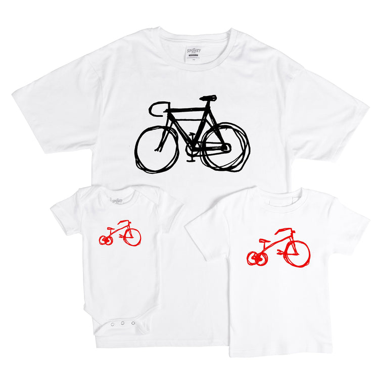 bike bicycle trike tricycle daddy & me riding rider matching father son daughter shirt baby toddler youth kid mens matching top