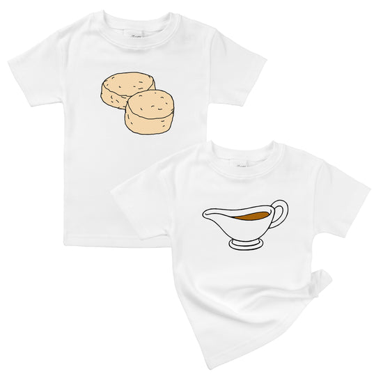 biscuits & gravy country breakfast funny cute unisex baby girl boy onesie food foodie twin set newborn shower gift