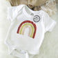 earthy brown unisex rainbow organic cotton baby onesie toddler graphic tee shirt