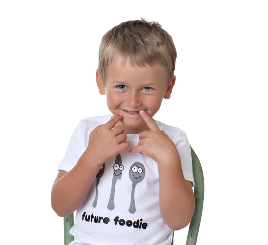 future foodie organic cotton fork knife and spoon baby onesie toddler shirt