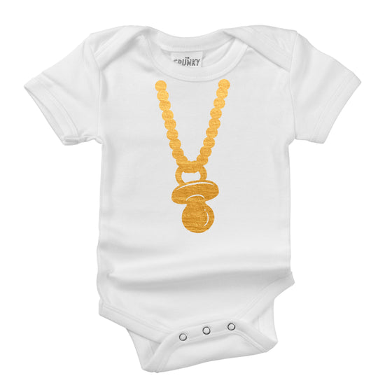 The Spunky Stork Gangsta Gold Chain Baby Onesie & Graphic Tee