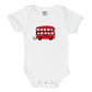 double decker london transport red bus organic cotton baby onesie toddler shirt
