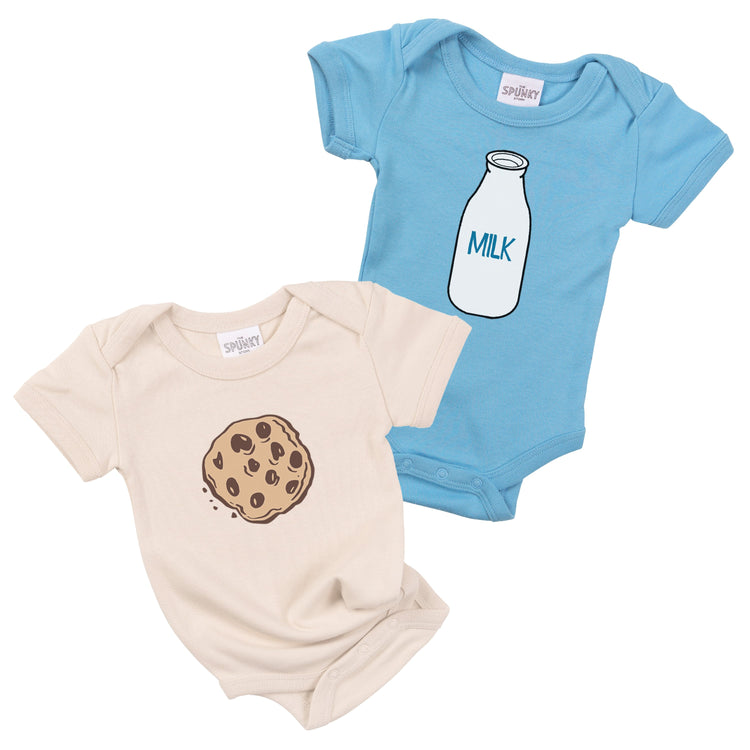 Milk & Cookies Organic Cotton Baby Onesie Toddler Shirt Twin Siblings Set
