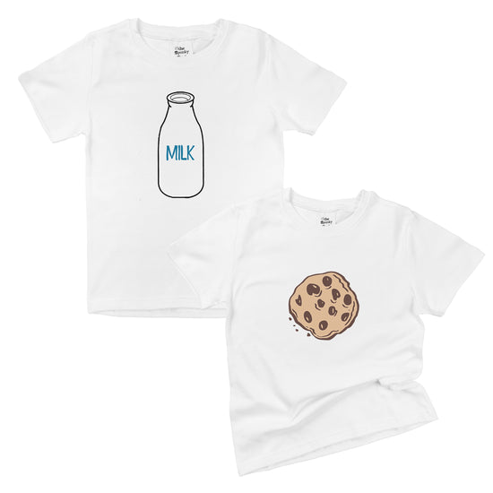 Milk & Cookies Organic Cotton Baby Onesie Toddler Shirt Twin Siblings Set