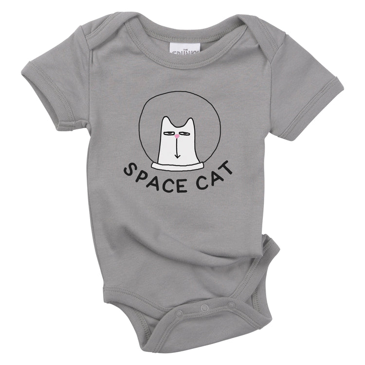 outer space cat astronaut funny organic cotton baby onesie toddler graphic tee shirt