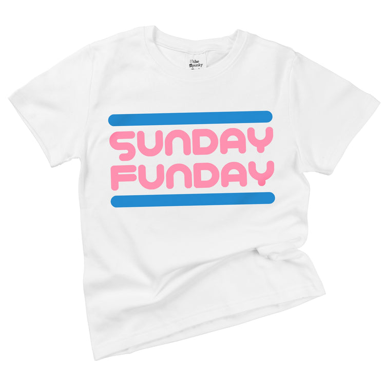 pink and blue sunday funday retro style organic cotton baby onesie toddler shirt