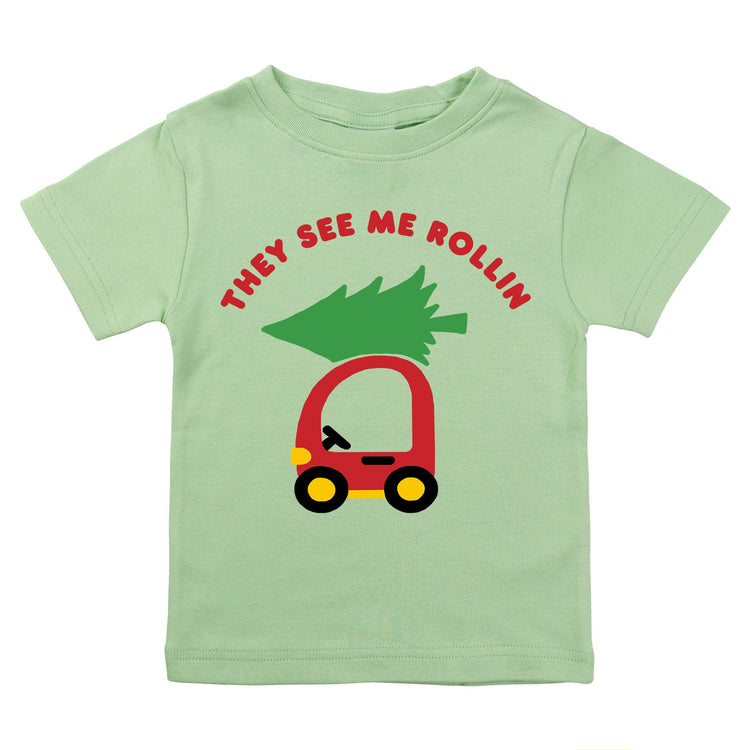 they see me rollin they hatin riding christmas tree funny car fresh farm unisex organic baby onesie toddler graphic sayings tee shirt