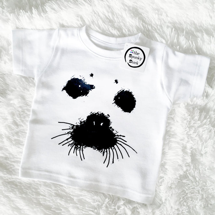 harp seal face organic cotton baby bodysuit toddler shirt