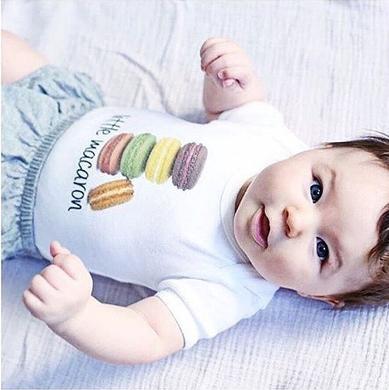 little macaron stack organic cotton baby girl onesie toddler shirt