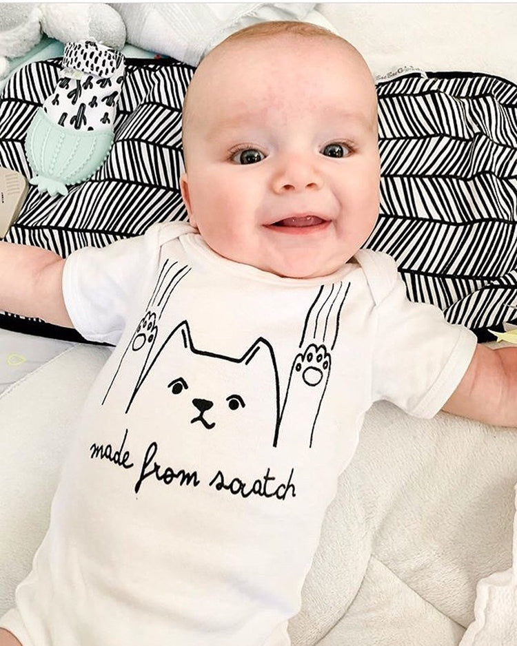made from scratch freshly baked funny cat organic cotton newborn baby onesie shower gift