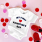 modern minimal unisex valentines day organic baby newborn onesie outfit minimalist monochrome