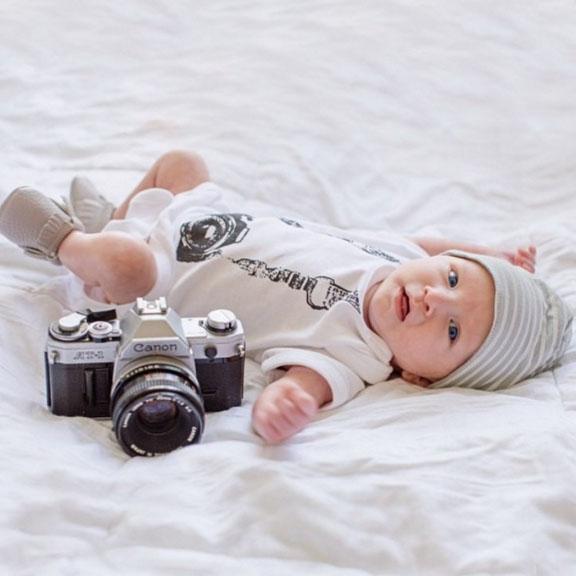 photographer camera with straps organic cotton baby onesie toddler shirt
