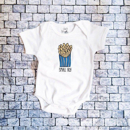 small fry red pink and blue organic cotton french fries baby onesie toddler shirt